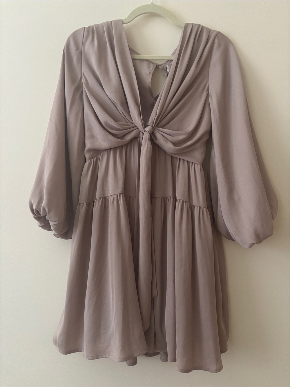 NWT Mustard Seed Women's Taupe Tie-Front Mini Dress